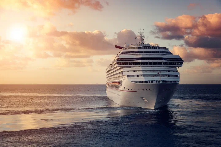 Cruise ship at sunset
